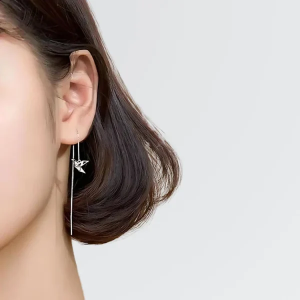 Origami Bird Chain Earrings - Image 2