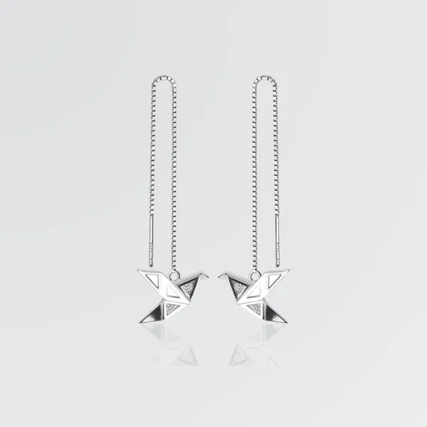Origami Bird Chain Earrings