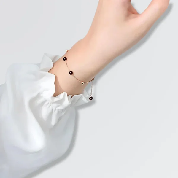 Refined Red Garnet Beads Minimal Bracelet - Image 3