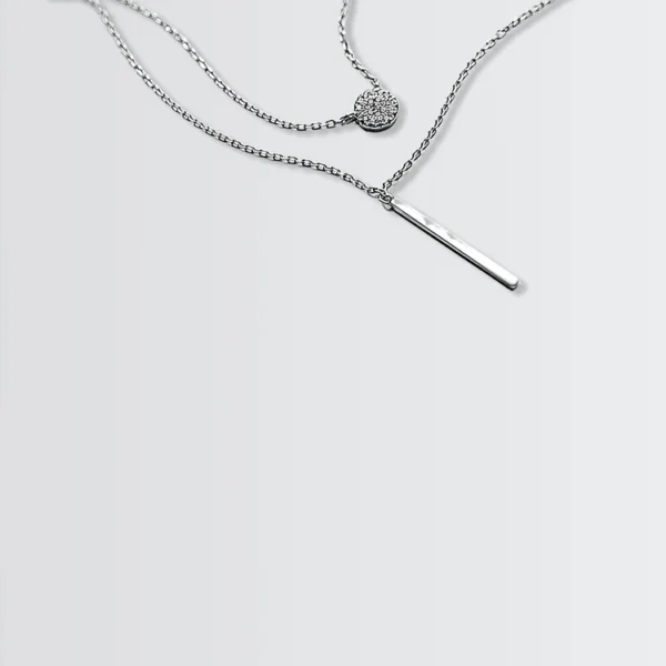 Classy Disc & Bar Layered Necklace - Image 3