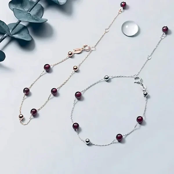 Refined Red Garnet Beads Minimal Bracelet - Image 2